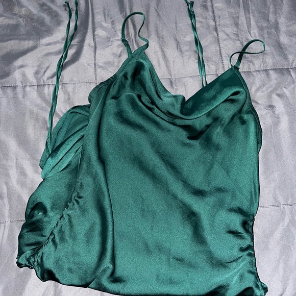 Express | Dresses | Express Green Satin Ruched Dress | Poshmark Express | Dresses | Express Green Satin Ruched Dress | Poshmark